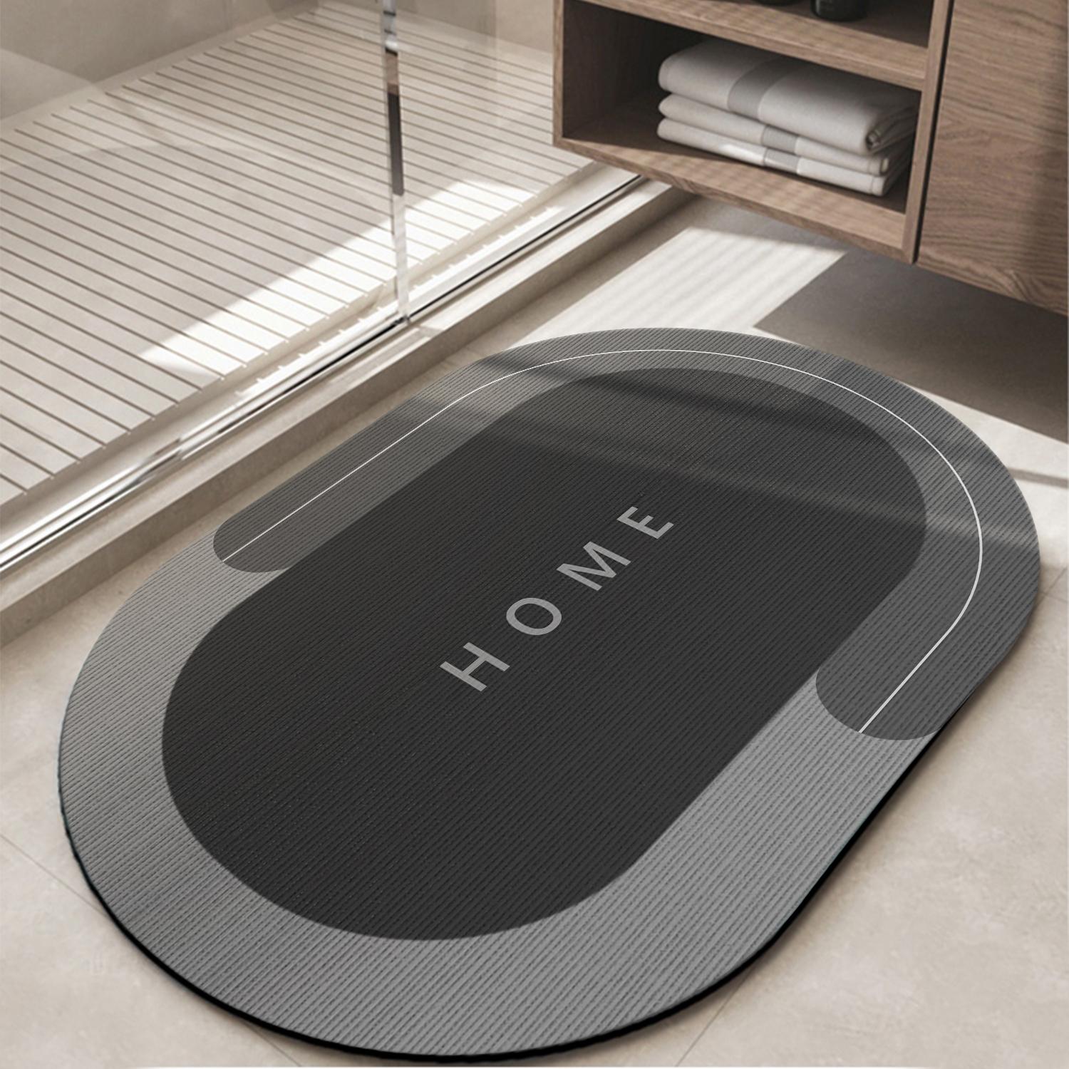 Soft Oval Microfiber Velvet Bath Mat 15.7x23.6 Inch, Super Absorbent, Fast Drying, Scratch Resistant, Non-Slip Rubber Backing, Washable Mildew-Proof Floor Mat for Home Bathroom Shower