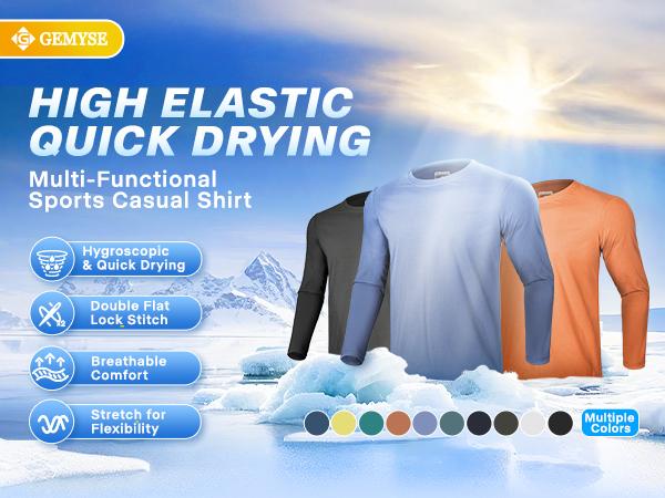 GEMYSE Men's Long Sleeve UPF 50+ Shirts Sun Protection Quick Dry Athletic Lightweight T-Shirt for Fishing Workout Rashguard