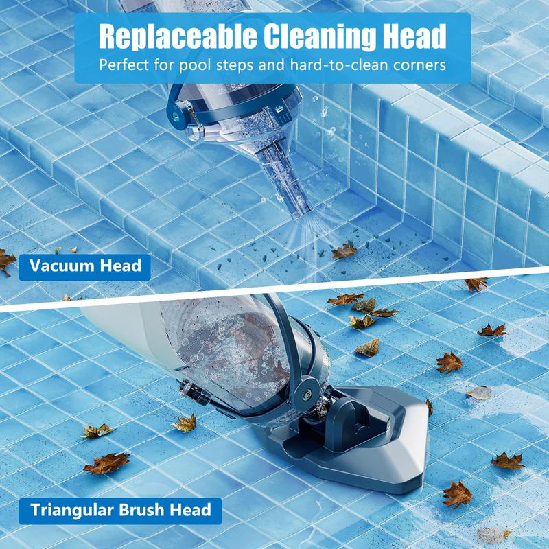 【10-OFF!!!】ENHULK Handheld Rechargeable Pool Cleaner with Telescopic Pole 18.5 Gallons/Min Suction for Above Ground Pools Leaves Debris Removal