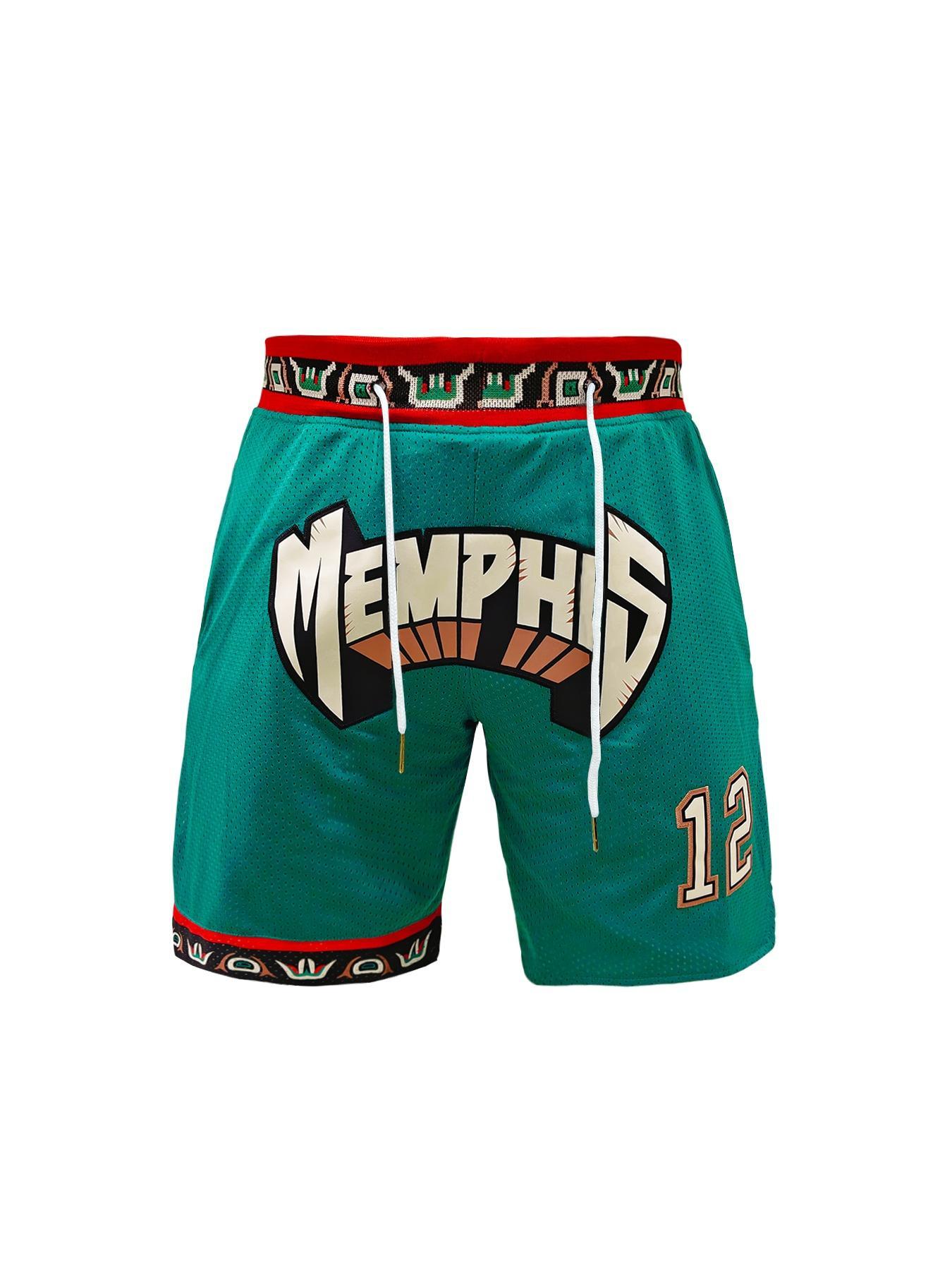 Men's Letter & Number Embroidery Pocket Basketball Shorts, Loose Casual Breathable Quick Drying Shorts for Outdoor Sports, Men's Sportswear for Basketball, Athleisure Style Bottoms, Gym Apparel, Athletic Shorts, Streetwear Sports Shorts