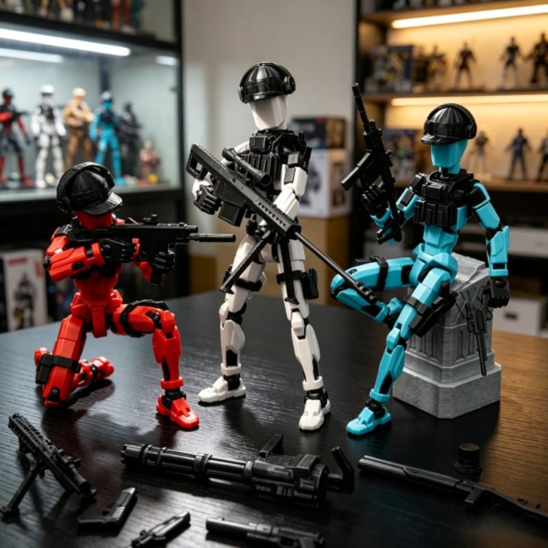 Dummy 13 Action Figure Set, 3D Printed Military Swat Soldier Model, Flexible Tactical Robot Doll, Poseable Collectible Figurines Toy Gift for Boys and Teens