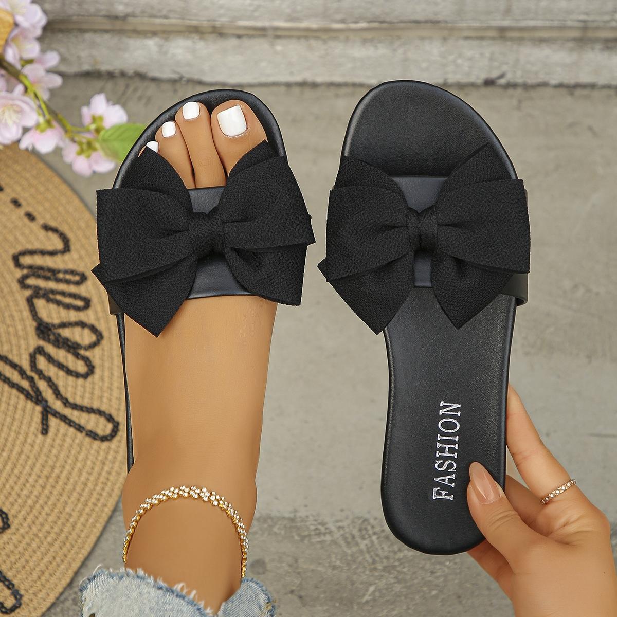 2026 Summer New Style Bow One-Strap Women's Flat Casual Soft Sole Sandals, Candy Color Versatile Beach Slippers