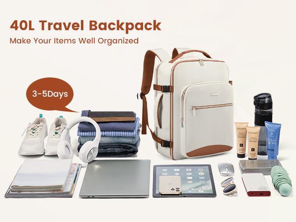 LOVEVOOK Colorblock Carry-On Travel Backpack with 3 Packing Cubes and Laptop Compartment - Personal Item, TSA-Friendly, Airline Approved Travel Bag for Hiking, Overnight, Weekend,SpringStatements