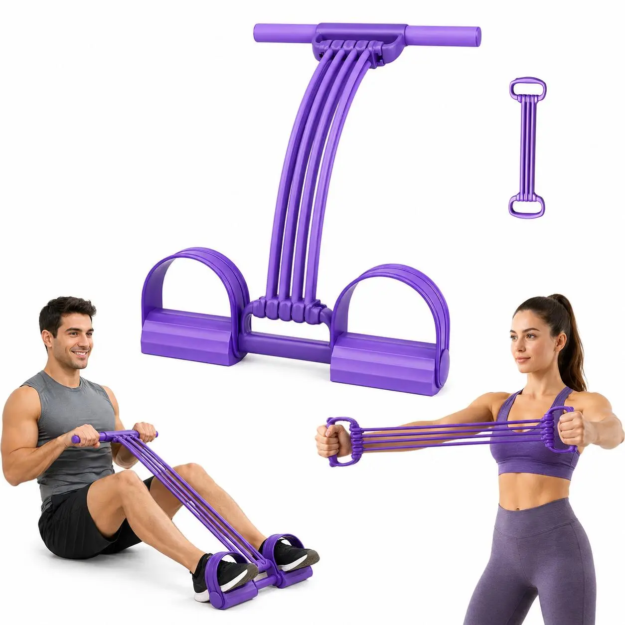 Pedal Resistance Band with Elastic Pull Rope - TPE Elastic Exercise Bands | Fitness Equipment | Yoga & Ab Workout Aid for Home Gym Full Body Training