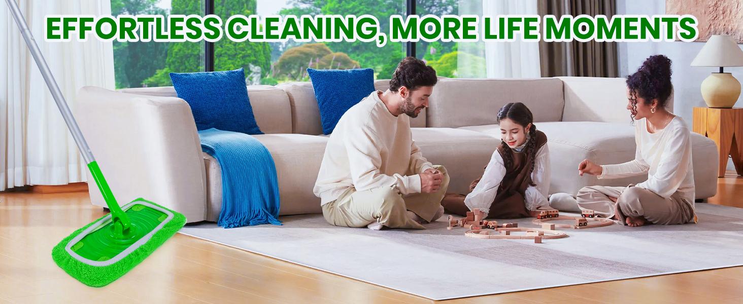 6 Pcs Microfiber Mop Pads Compatible with Swiffer Sweeper Mop Wet and Dry Flat mop Cover Replacement Reusable Sweeping pad Refills Handle Not Include