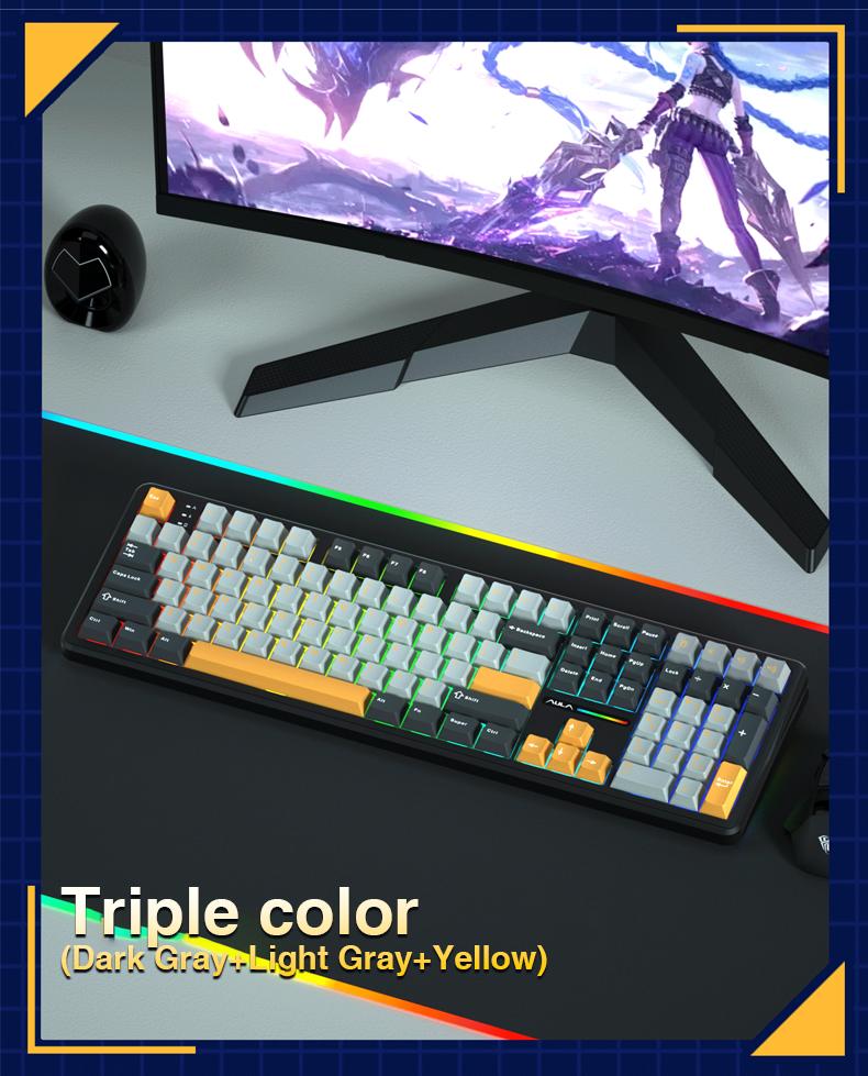 AULA F108 Pro & F108 Wireless Mechanical Keyboard, Three-Mode Connection, Hot Swappable Pads Custom Keyboard RGB Rainbow Backlight for PC/Tablet/Xbox/PS4/PS5 Boyfriend Gift Full Size Numeric Keyboard Office Computer Accessories  TikTokShopfalldealsforyou