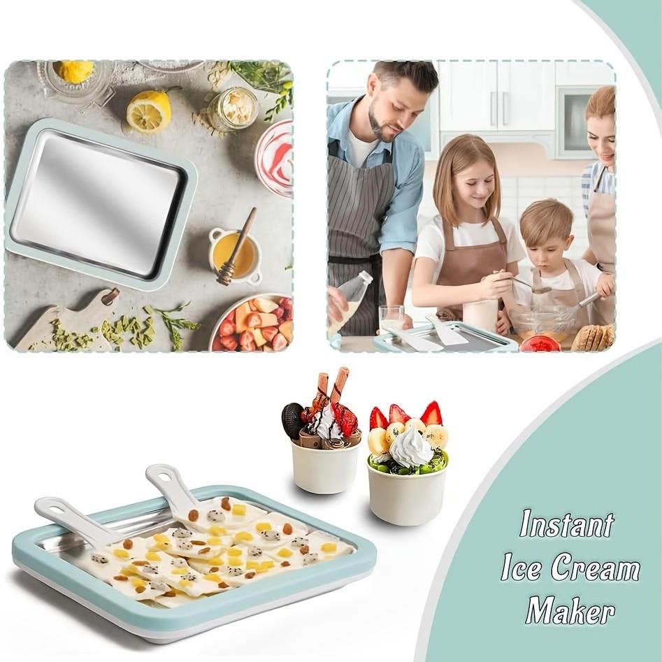 Mini Fried Ice Cream Machine, DIY Homemade Rolled Ice Cream Maker, 304 Stainless Steel Frozen Yogurt Pan, Portable Small Ice Cream Roller for Home Summer Use