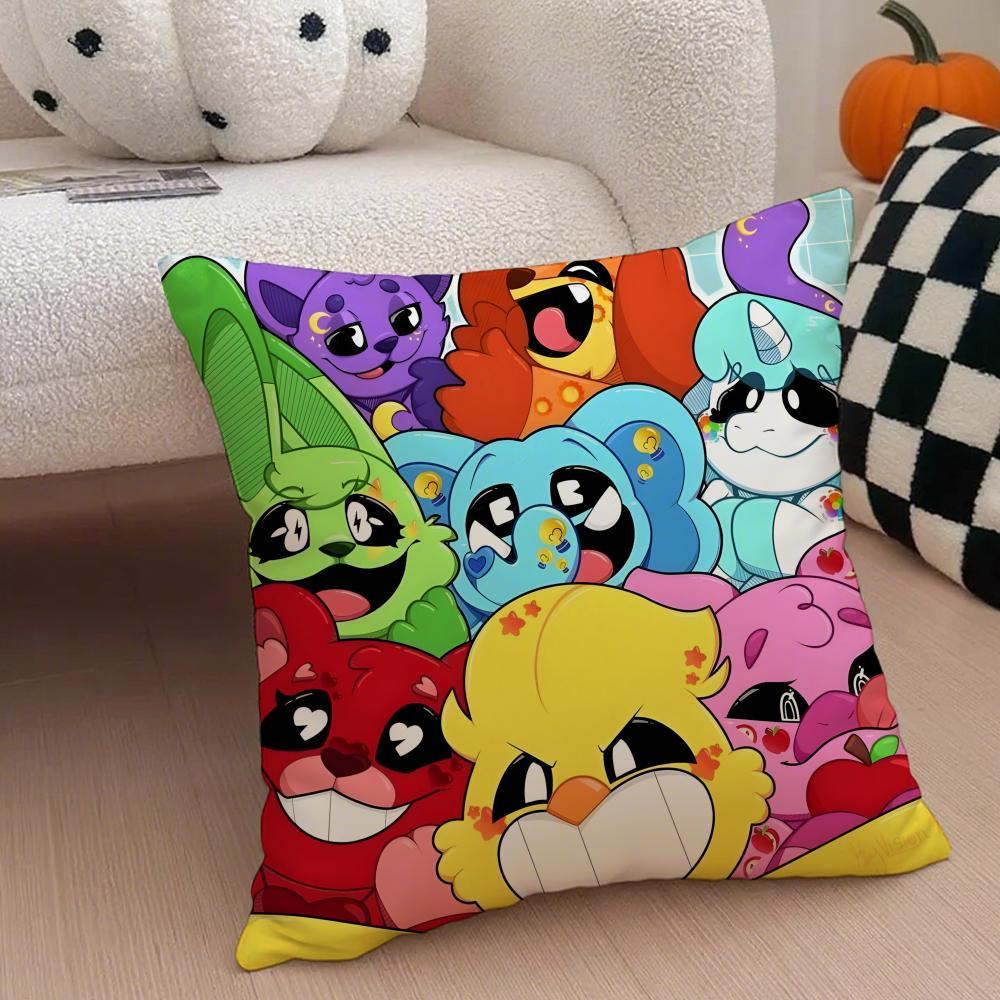 Hot Classic Horror Eerie American Video Game P-Poppy Playtime Pillow Case Anti-dustmite Pillowcase  Sofa Cushion Cover with Invisible Zipper Silky Short Plush Polyester Microfiber Fabric White Available in Standard Queen King Sizes for Home Bed Use