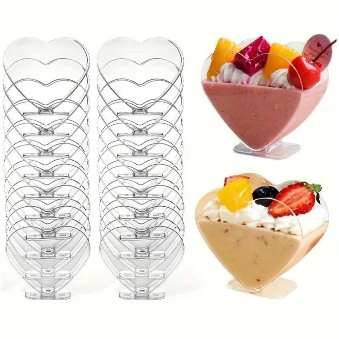 Clear Heart Shaped Dessert Cup, 30pcs Mini Serving Bowl for Appetizers and Snacks, Small Charcuterie Cups & Kitchenware for Home Party, Buffet, Wedding