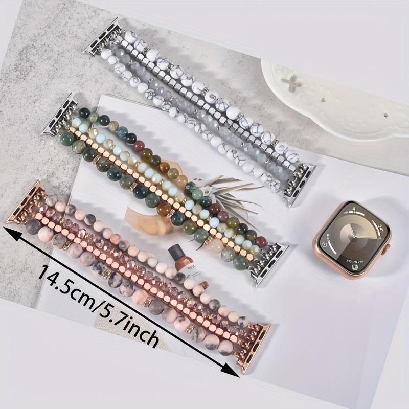 Elegant Synthetic Stone & Crystal Glass Elastic Strap for Apple Watch 38-49mm, Women's Jewelry Band Compatible with All Models, Watch Straps, Smart Watch Accessories