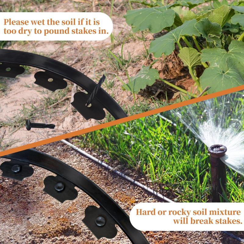 39 Inch Long Garden Landscape Edging, Plastic Lawn Border Kit with 30 Fixing Nails, No Dig Installation, for Gardens, Flower Beds, Pavers, Raised Garden Beds