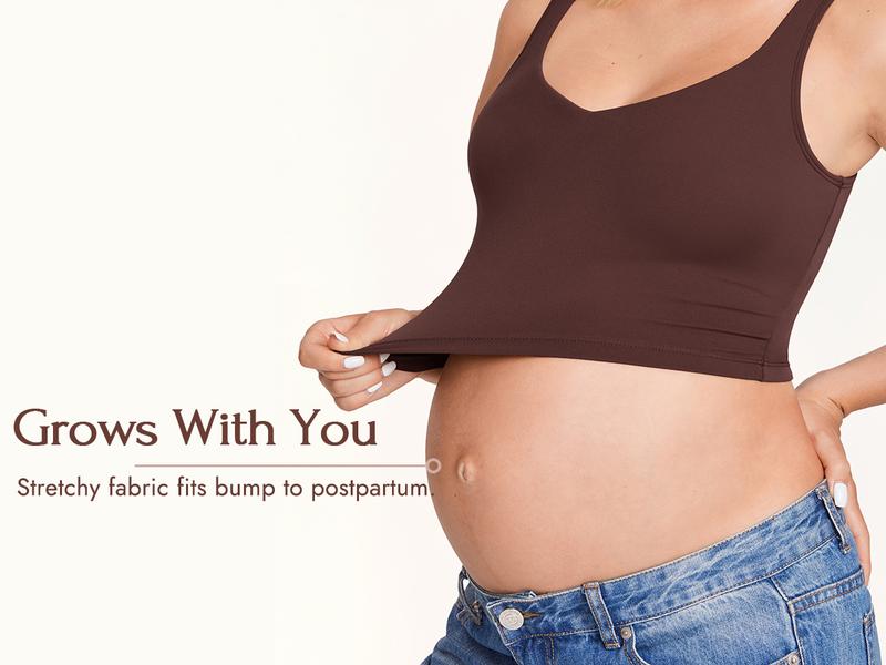 Momanda V Neck Nursing Crop Tank Top