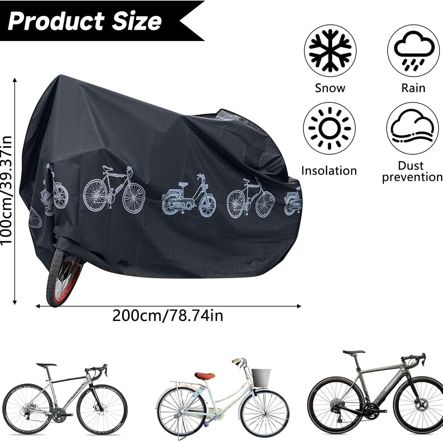 Heavy-Duty All-Weather Bike Cover, Fits Bicycles, E-Bikes, Motorcycles, Universal Fit, Easy Clean Non-Woven Material, Mountain & Road Bike Storage