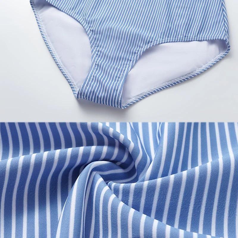 FLAXMAKER Women's Blue Stripe Print One Shoulder One Piece Swimsuit and Matching Skirt Two Piece Swim Set Swimdress Beachwear Swimwear Bathing Suit #TikTokShopBacktoSchool beach outfits summer school woman