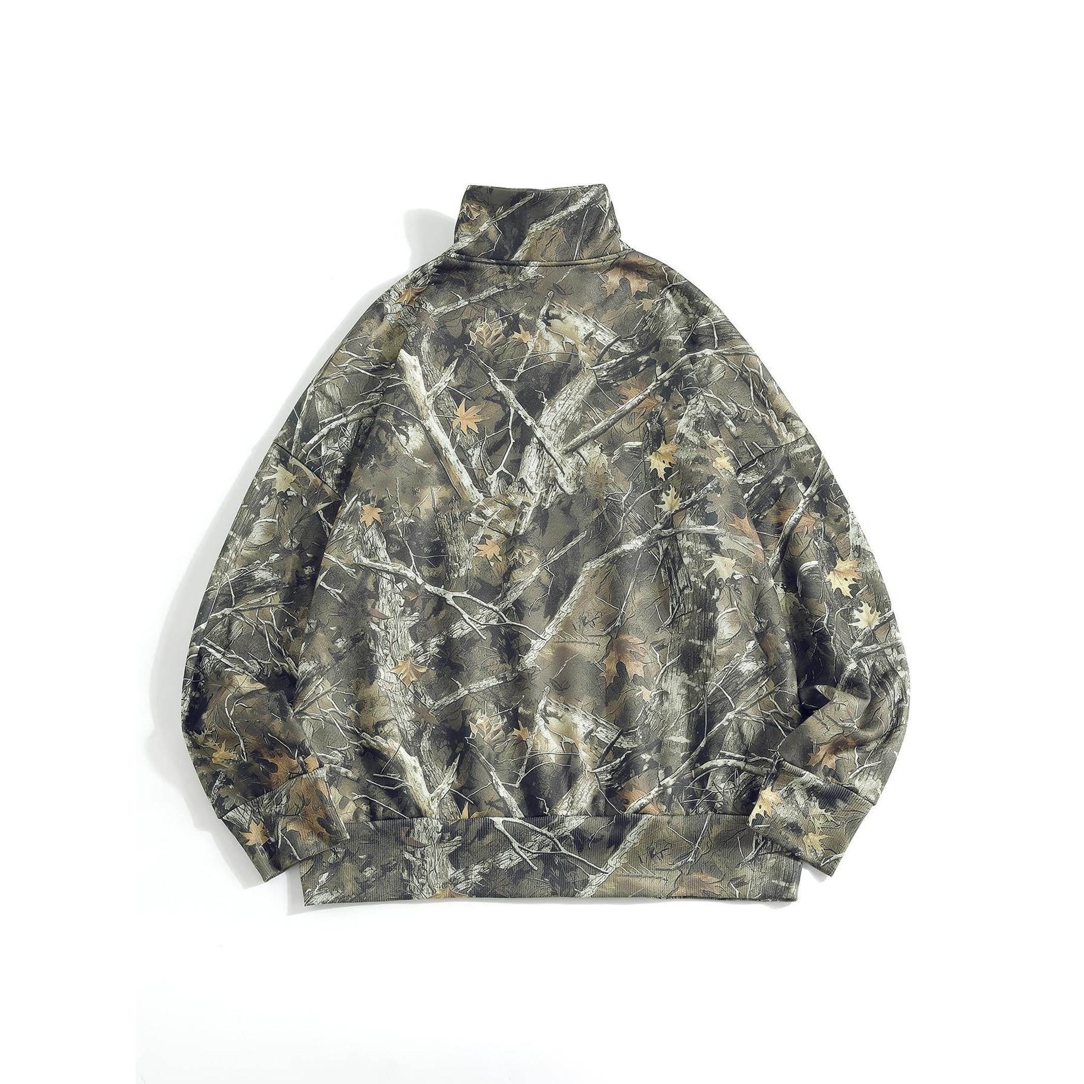 Women's Hooded Half-Zip Casual Graphic Casual Hoodie Collared Round Neck Long Sleeve Sport Top, Full Print Leaf Pattern, Digital Printing, Loose Fit, Fall & Winter, Pullover Sweatshirts, Hoodie Sweatshirts