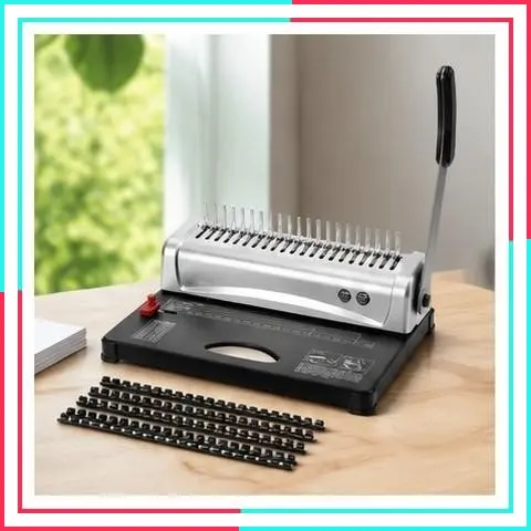 21-Hole Comb Binding Machine, 450 Sheets Book Binder with 100 PCS 3/8" Comb Binding Spines for Letter Size, A4, A5