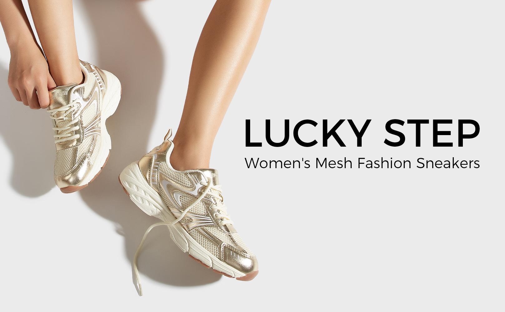 LUCKY STEP Women's Mesh Casual Fashion Sneakers Lace Up Lightweight Runner Shoes Non Slip Breathable Chunky Shoes LUCKY STEP Women's Mesh Casual Fashion Sneakers Lace Up Lightweight Runner Shoes Non Slip Breathable Chunky Shoes