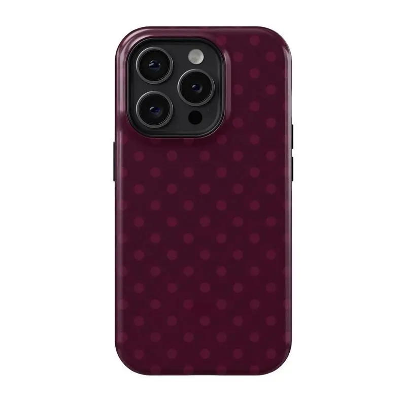 Personalized Burgundy Polka Dot Cellphone Casing - Aesthetic, Heavy Duty Protection, Shockproof Cover for iPhone 17 ProMax, 16 ProMax/Pro/Plus, 15/14/13/12 Pro, Cute Accessory, Ideal Gift