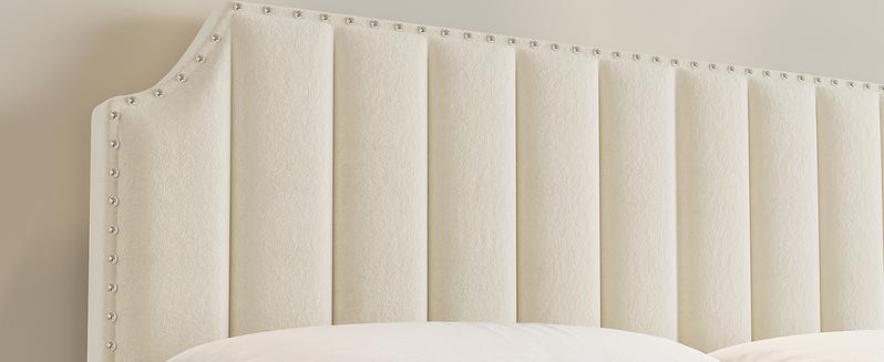 King Size Platform Bed Frame with 50.2" Tall Headboard, Velvet Upholstered Bed Frame King with Vertical Channel Tufted Headboard & Footboard, Nailhead Trim, No Box Spring Needed