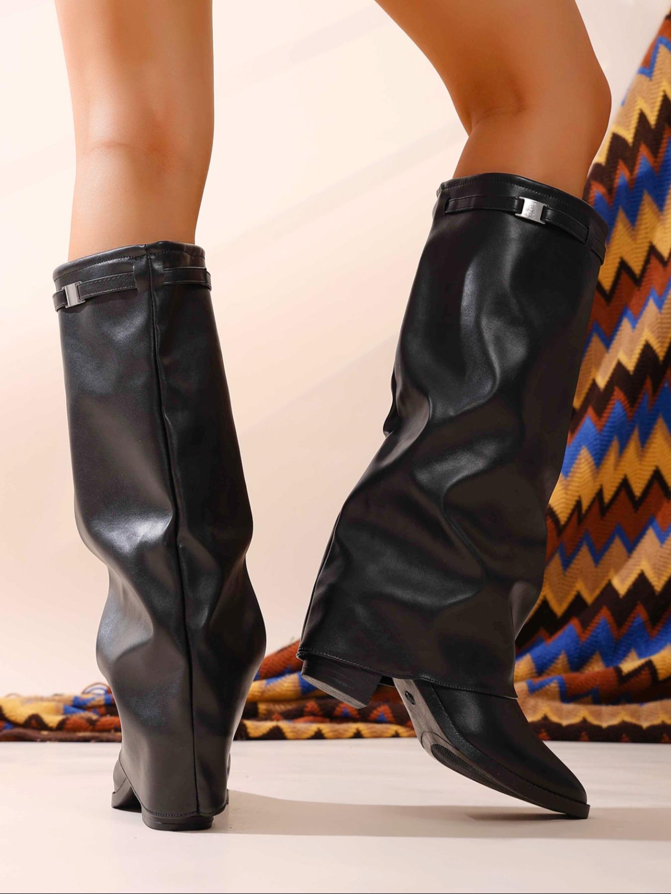 Women's Flared Thigh-High Boots, Fashionable Comfort Design, Perfect for Casual & Party, Durable Material, Multifunctional Style