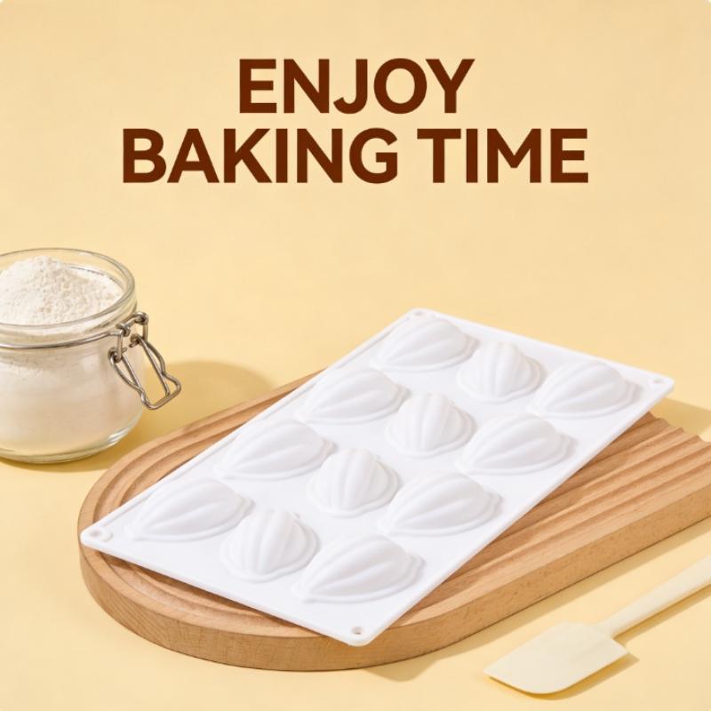 1pc cocoa bean-shaped silicone cake mold, 12-cavity chocolate material aesthetic design, non-stick, smooth surface for easy demolding in a full row, suitable for handmade high-end chocolate, cakes, and handmade baking tools