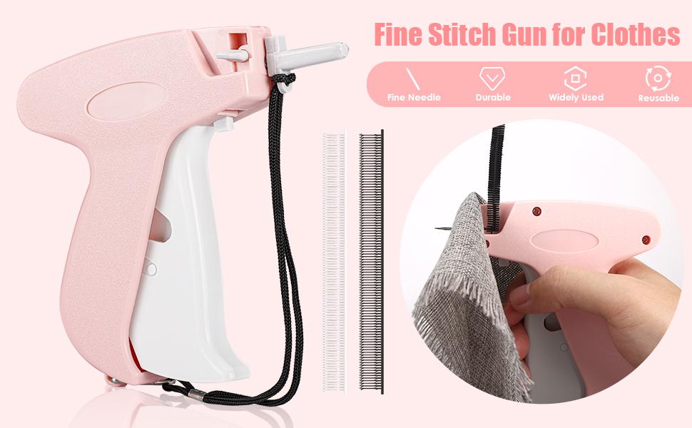 Stitch Gun for Clothes - Handheld Quick Clothing Fixer & Mini Tagging Gun, Includes 5 Needles & 500 Black & 500 White Fasteners