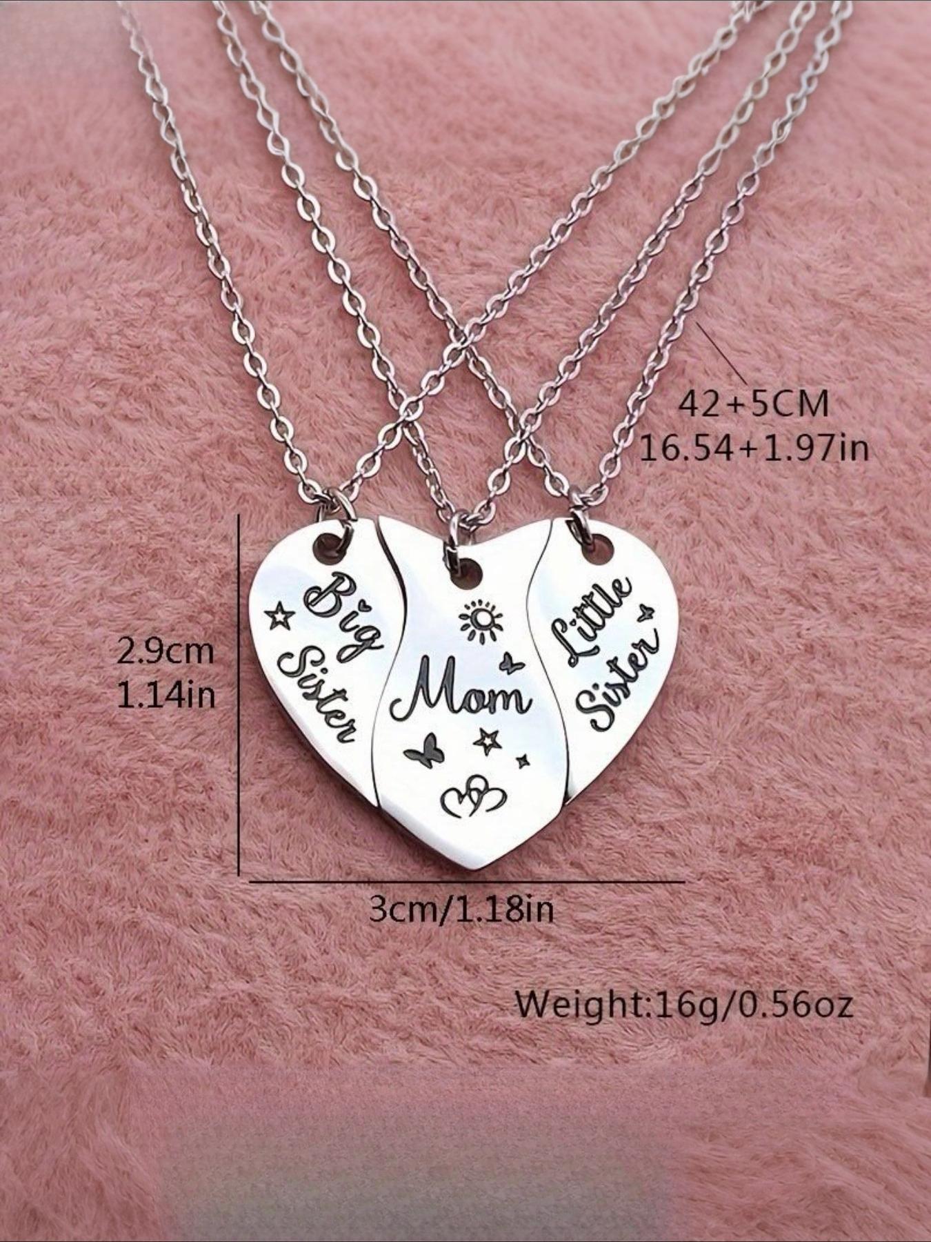 Stainless Steel Heart-Shaped Mother and Daughter Necklace Set, Elegant Mother's Day Gift with "Big Sister" and "Little Sister" Pendants, Perfect for Daily Wear or Gifting, Necklace for Women/Lady, Mother's Day Jewelry, Elegant Necklace, Durable Jewelry