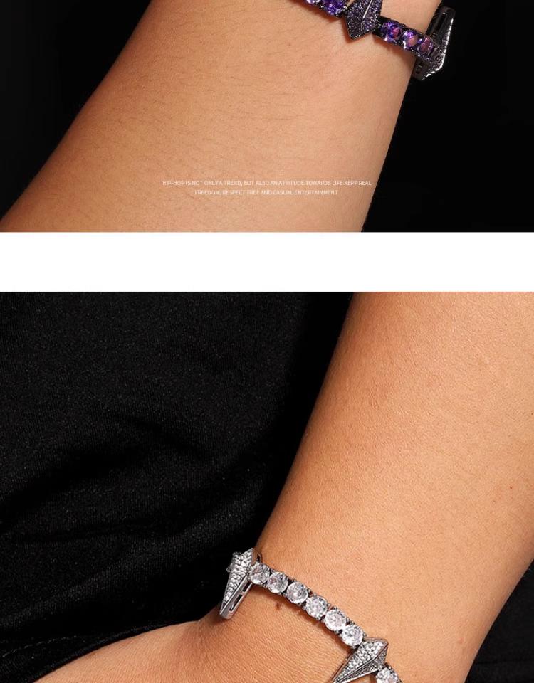Cuban Style Chain Bracelets & Bangles, Dark Style Iced-Out Black Panther for Men & Women, Hypoallergenic Copper Zircon for Daily Wear, 7in/8in, Dark Style Bracelets & Bangles