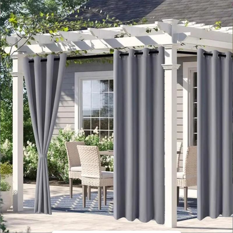 Modern Style Outdoor Waterproof Sunproof Curtain, Breathable Mesh for Porch Gazebo Pergola, UV Protection Rainproof Mold Resistant