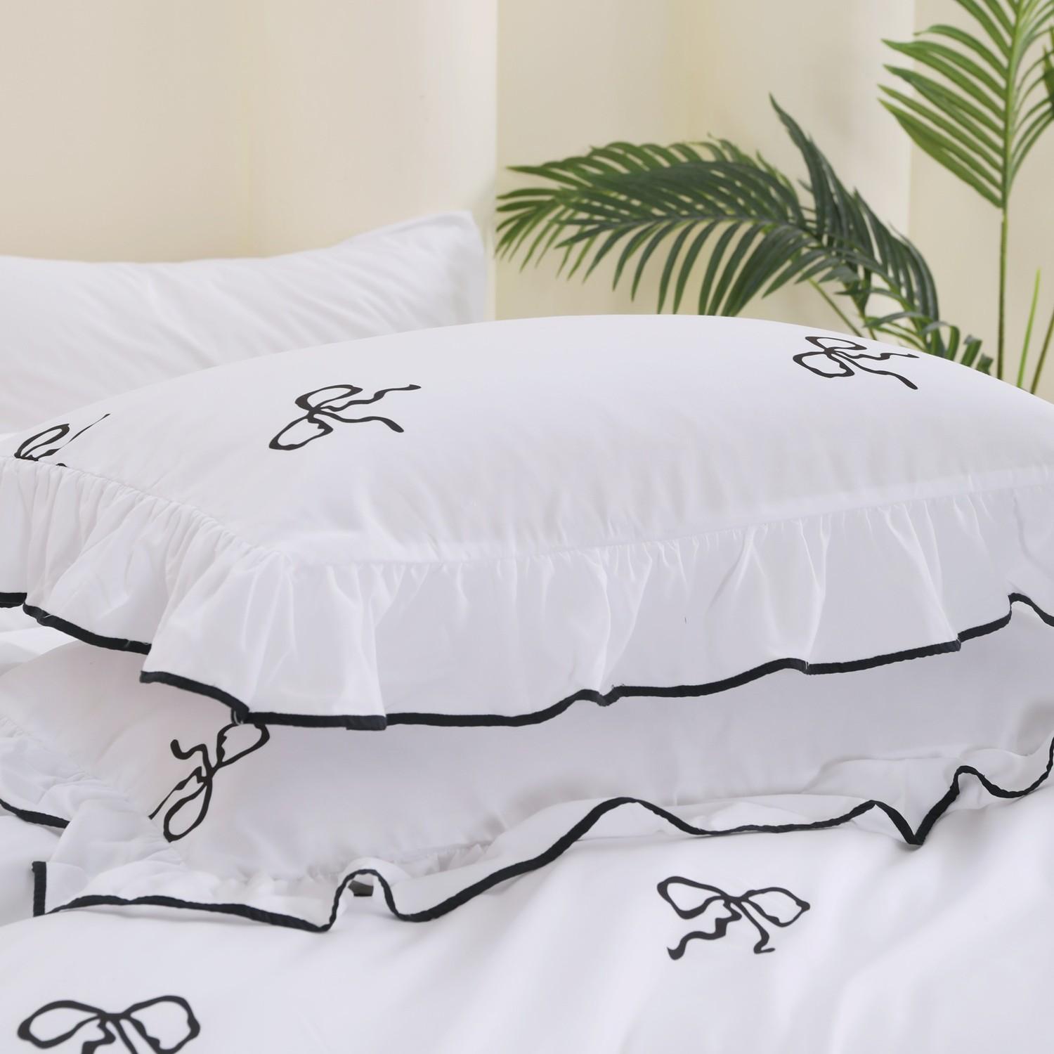 3pcs Princess Style Bow Ruffle Bedding Set, Includes 1 Duvet Cover + 2 Pillowcases No Insert, Comfortable Sleep, Durable Material, Perfect Gift