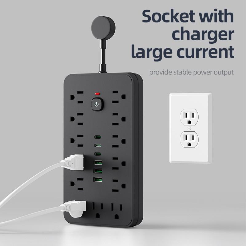 Multi-Functional Home Plug Adapter, Us Outlet Converter with 3 USB and 3 Type-C Ports, Office Travel Socket, Usa Canada Mexico Power Strip