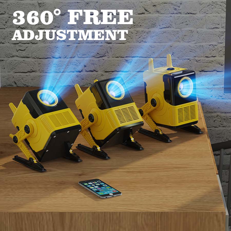 2025 Upgraded XBJ H8 Mini Projector with Android 11.0 - Native 1080P HD, 4K Supported, Wi - Fi 6 & Bluetooth Enabled, 360° Rotation, Auto - Focus for Bedroom, Home & Outdoor Viewing