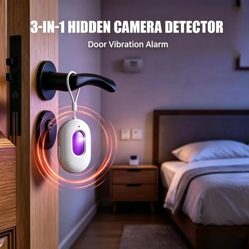 2026 New 3-in-1 Hidden Camera Detector, Infrared Camera Scanner with Vibration Sensor, Door & Window Security Burglar Alarm, Portable Anti-Spy Privacy Protector for Travel, Hotel, Airbnb, Home, Office