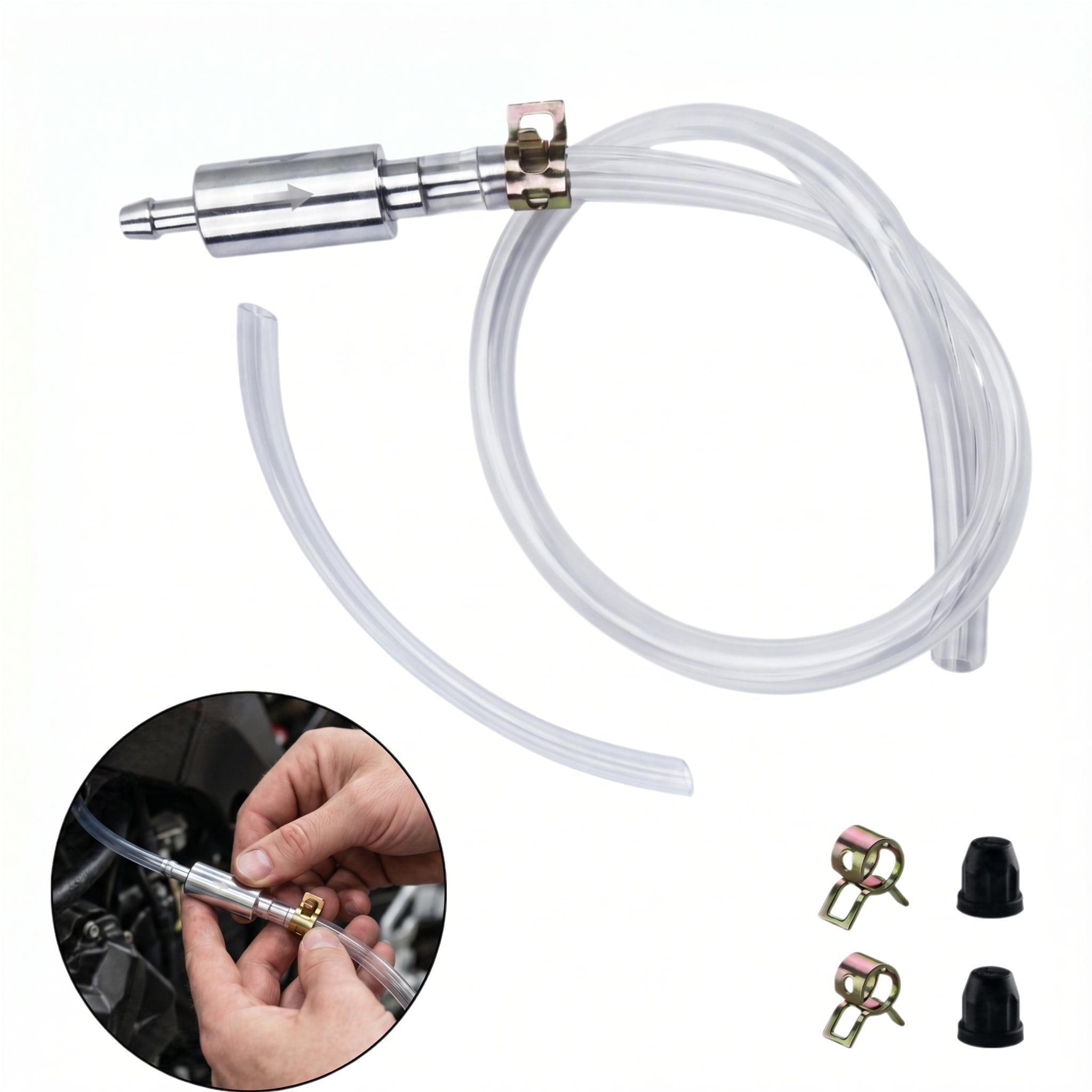 2026 new Brake Bleeder Kit, one-way check valve, Universal Brake Bleeder Tool Car Accessories for Car / Motorbike / Bike / motorcycle (1 Set) , metal clip tube soft, Stainless hydraulic brake system-YY0