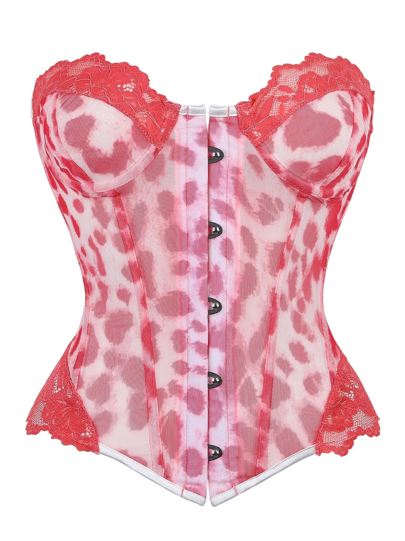 Y2K Leopard Print Lace Trim Corset Top Front Buckle Boned Waist Trainer Sheer Mesh Slimming Bustier For Women Club Party Date Night Outfit Underwear Womenswear classic staple musthave piece timeless style essential basic Y2K Leopard Print Lace Trim Corset Top Front Buckle Boned Waist Trainer Sheer Mesh Slimming Bustier For Women Club Party Date Night Outfit Underwear Womenswear classic staple musthave piece timeless style essential basic