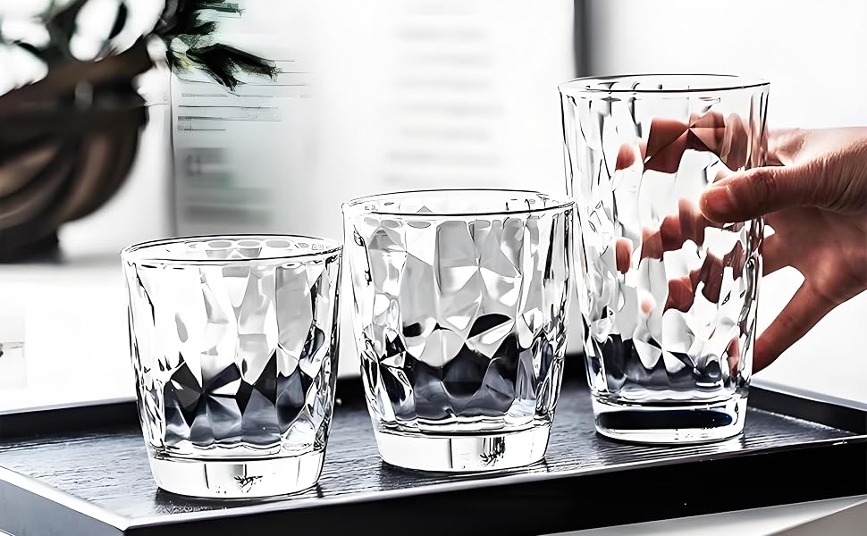 15 Oz Unbreakable Acrylic Drinking Glasses, Shatterproof BPA-Free Hard Plastic Cups, Clear Reusable Set of 6 for Kitchen Dining and Outdoor Gatherings