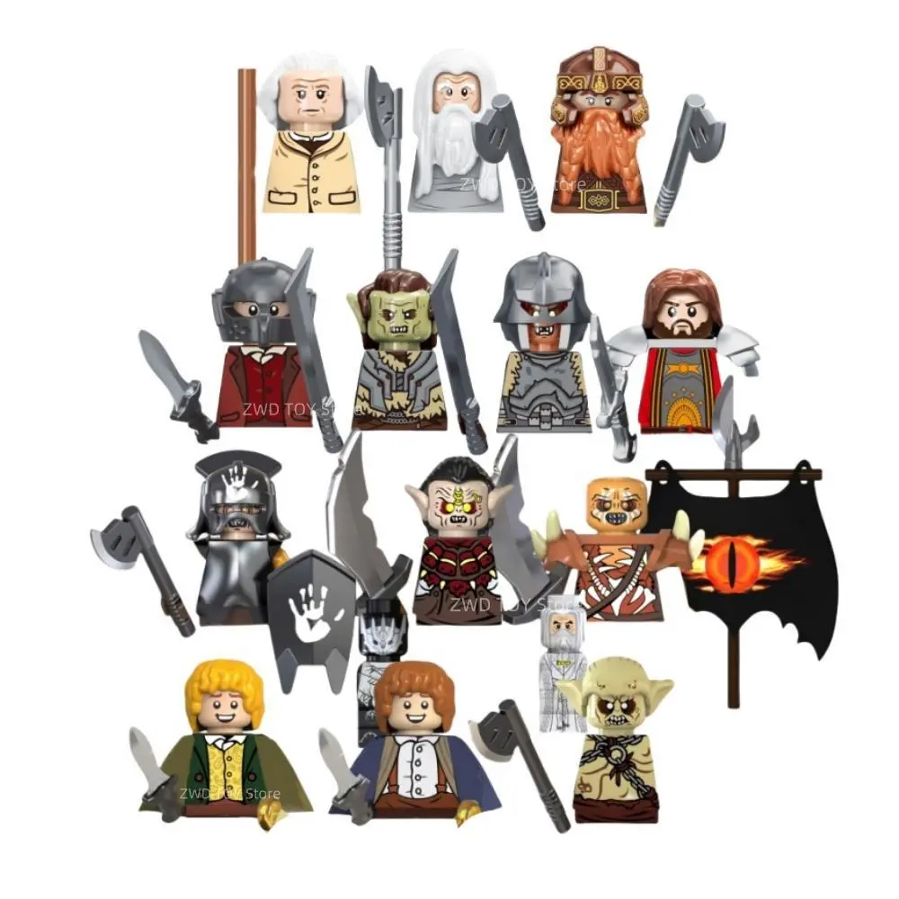 2026 Hot selling toys Medieval Knight Figures Toy Lord Rings Soldier Orcs Elves Azog Goblin Sauron Aragorn Wars Building Block Desktop Decoration Gift Internet-famous toy