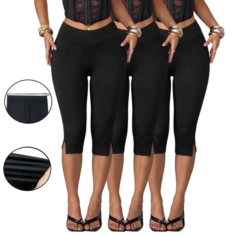 Women's Capri Leggings, High Waist Cropped Sports Tights, Stretch Workout Yoga 3/4 Pants