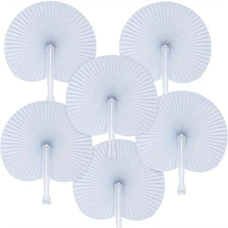 10/20/50pcs Folding Fans, Round Paper Fans, Set With Plastic Handles, Suitable For Wedding Gifts, Party Favor Bag Filler, Decorative Folding Fans