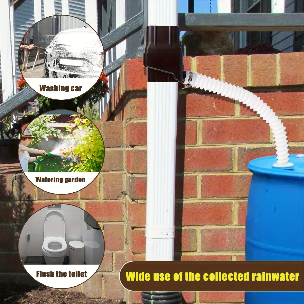 Rain Gutter Downspout Redirector with Flexible Expandable Hose, Multi-Use Roof Drainage Diverter Kit, Easy to Install, 14.1 to 50.2 Inch Extendable Design for Home Yard Outdoor Water Drainage and Erosion Control