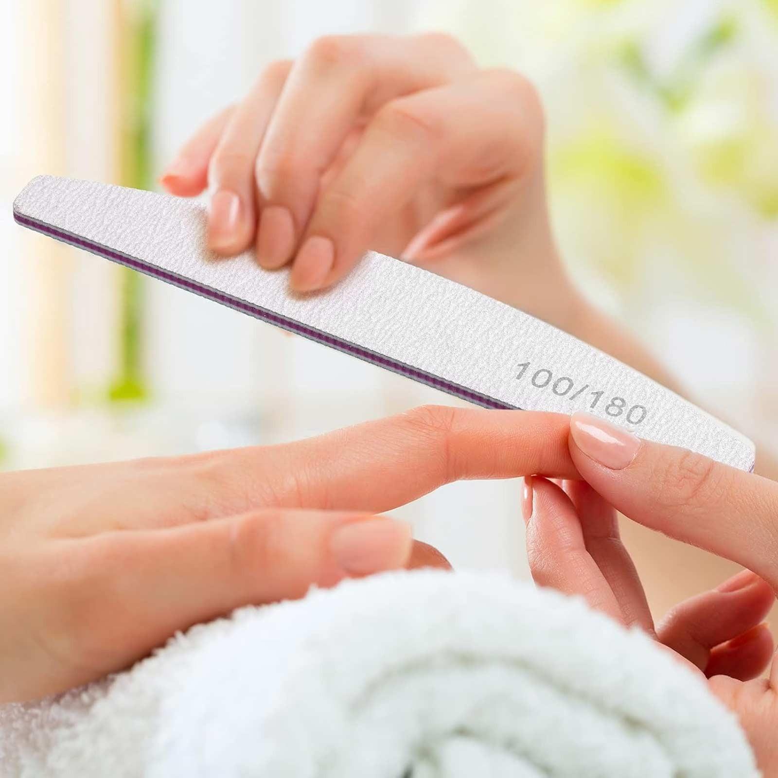 80/100 Grit Nail File (Pack of 10), Sandboard Suitable for Acrylic and Gel Nails, Double-sided Nail File, Professional Nail File, Reusable