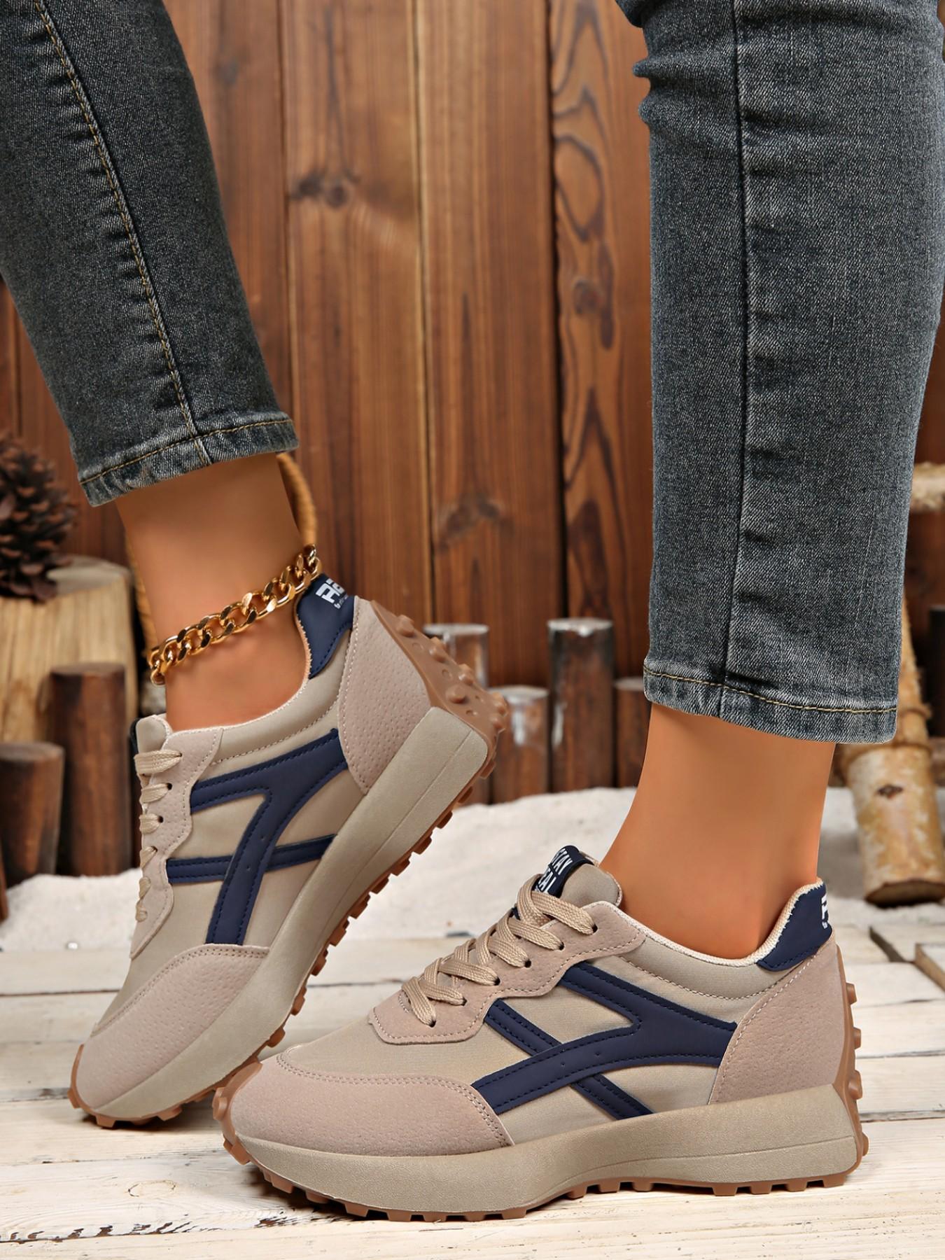 Women's Fashion Colorblock Sports Shoes, Trendy Running Shoes, Breathable Mesh Running Shoes, Comfortable Support, Casual Height-Boosting Sneakers, Ideal for Walking and Exercise