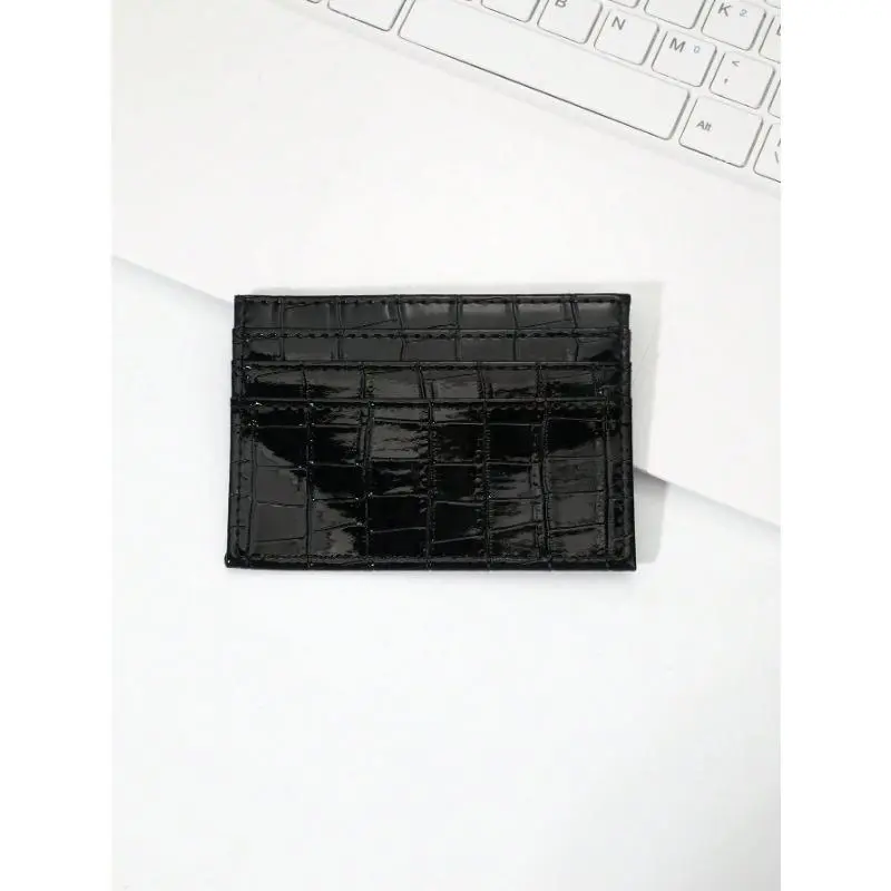 Men's Slim-Shape PU Leather Wallet - Croco Print, Textured Pattern, Zipper Closure, Multiple Slots - Men's Accessories for Daily Sports & Outdoor Protective Gear Use