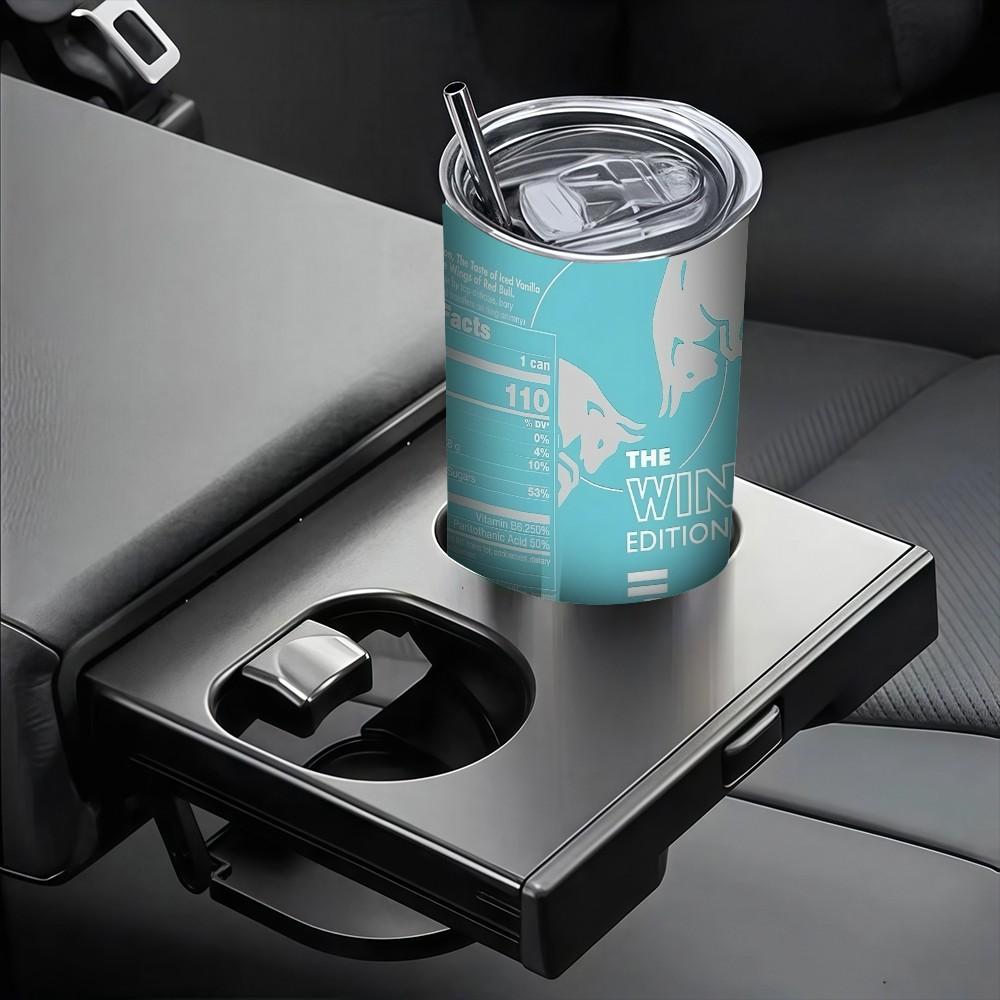 1pc 20oz Red Bull Winter Edition Stainless Steel Thermos Mug with Straw & Straw Cleaner, Double Wall Insulated for Coffee, Ideal for Outdoor, Office & Camping