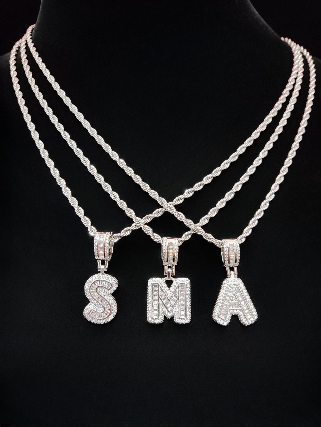 Women's Sparkling Cubic Zirconia Initial Necklace - Personalized Alphabet Letter Pendant, Silver Costume Jewelry, Fashion Birthday Gift, Letter Necklace