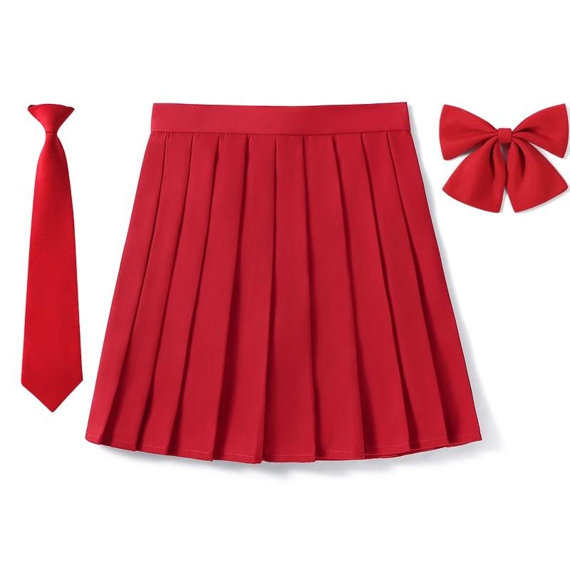 2025 Preppy Style Pleated Skirt Woman High Waist A-Line School Skater Mini Skirt Girl JK Uniform Skirt With Match Necktie Bowtie
