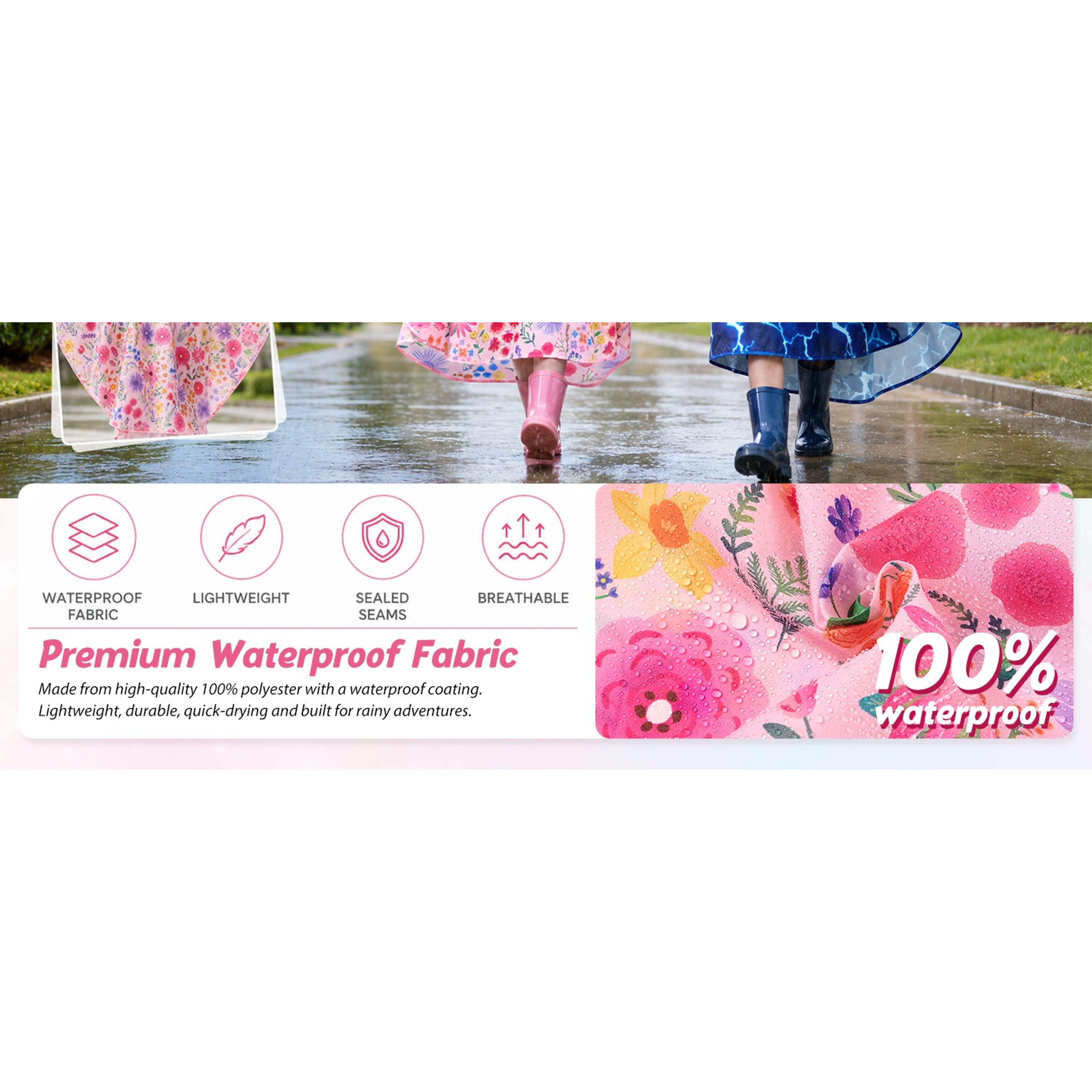 Kids' Game Print Lightweight Waterproof Reusable Hooded Rain Poncho for Boys and Girls