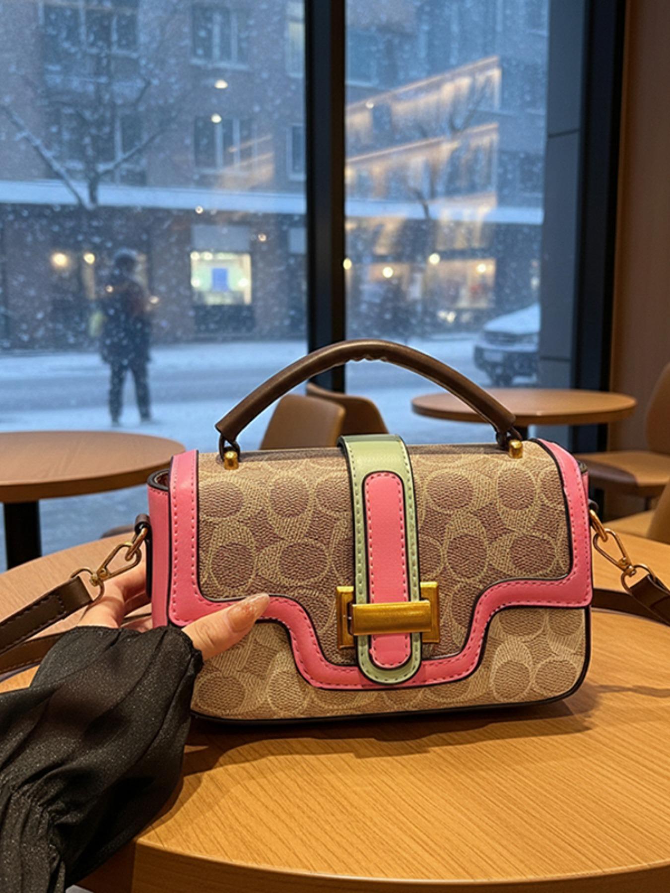 Compact Yet Spacious Bag, Short Handle & Adjustable Straps, Perfect for Commuting/date/walking, Leather Patchwork & Metal Buckle, Versatile Color