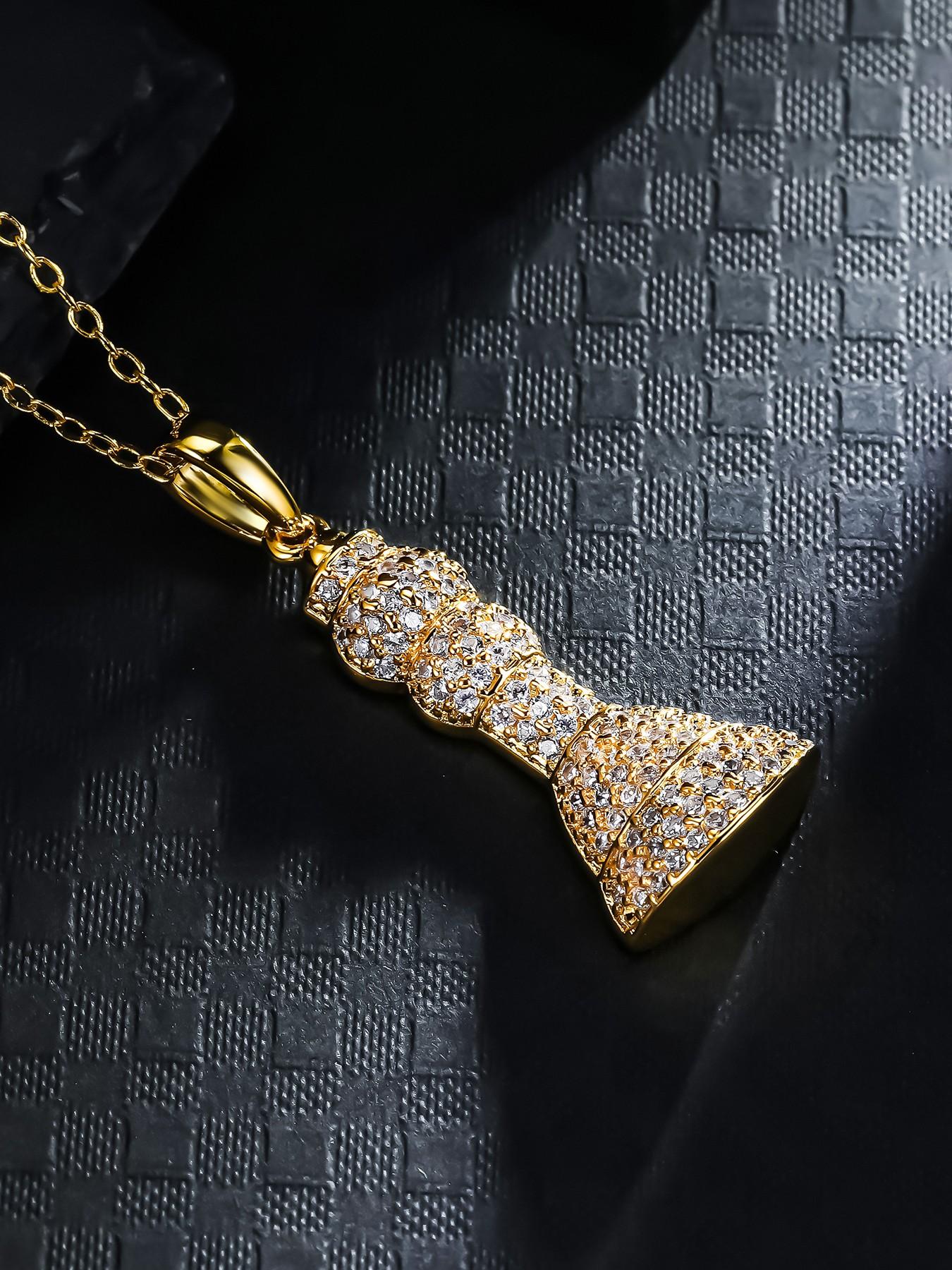 Iced Chics Hip Hop Zircon Queen Chess Piece Pendant Necklace, Unique Accessory, 24inch Chain, Artificial Zircon Material, Street Style Jewelry
