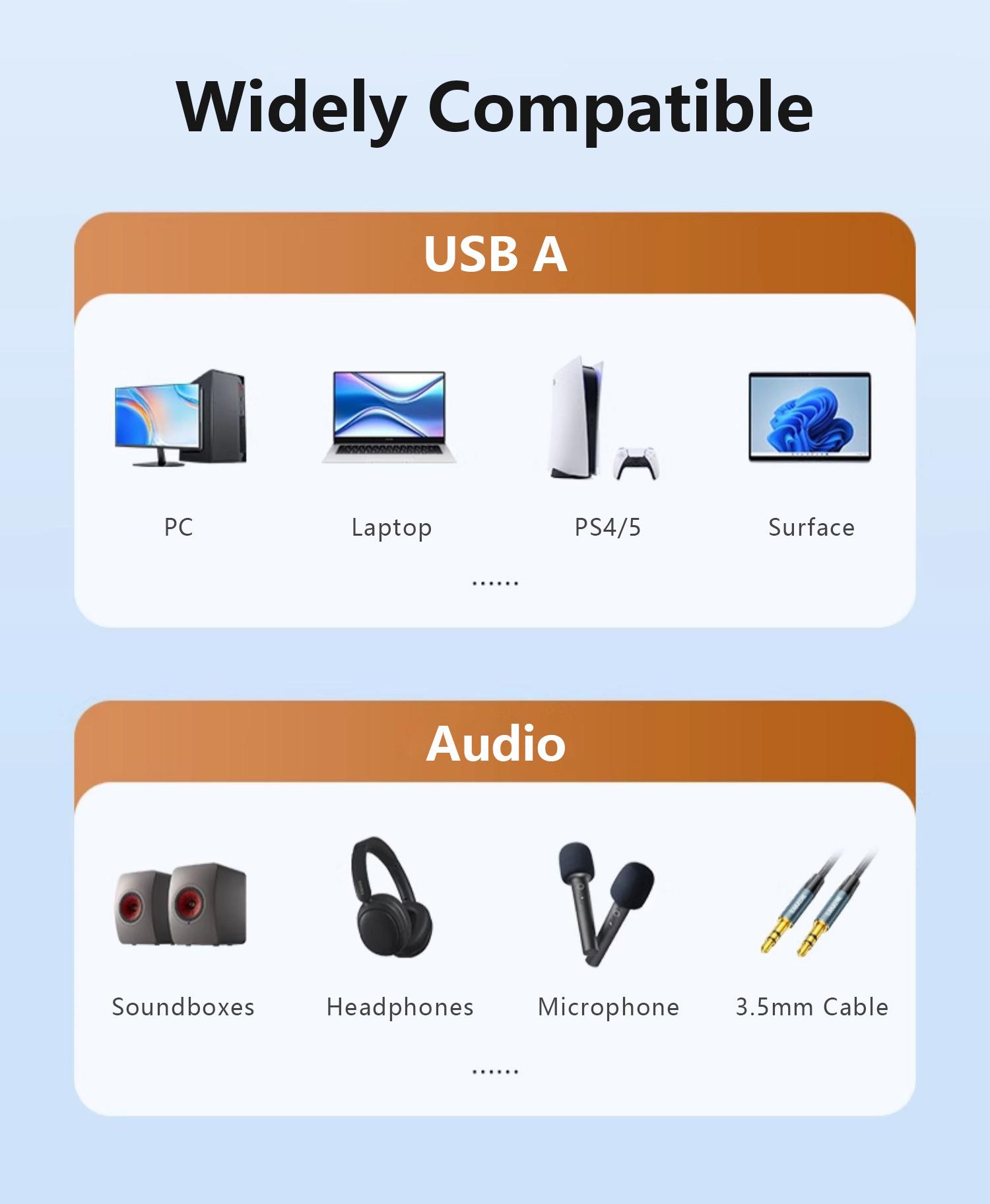 SUNKANDI USB to Audio Jack Sound Card Adapter with 3.5mm Headphone and Microphone USB to Aux 3.5mm External Audio Converter for Windows Mac Linux PC Laptops Desktops PS5 Switch 2